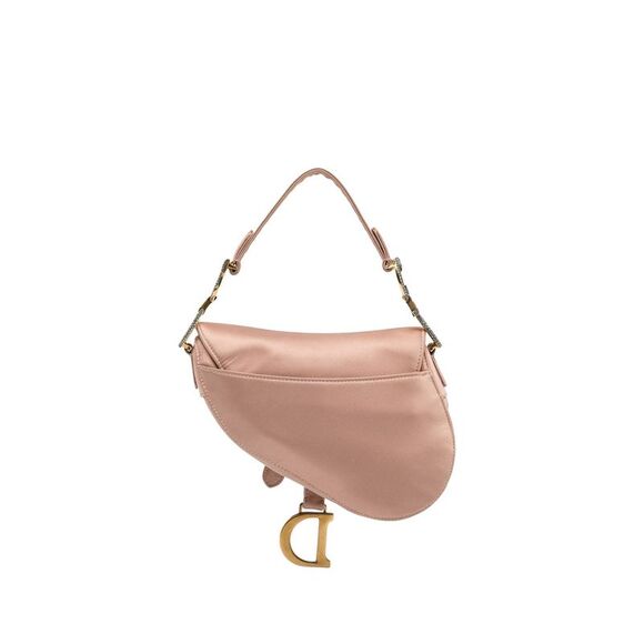 Pre Loved Dior Mini Saddle Bag Crystal Charm Women Pink Messenger Bags - Picture 4 of 8